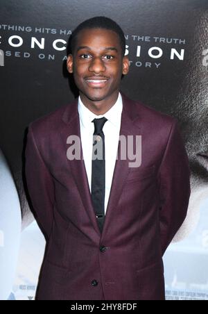 Leon Bridges attends the 'Concussion' New York Premiere - Held at AMC Loews Lincoln Square on December 16, 2015. Stock Photo