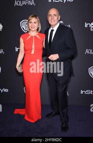 Jeffrey Tambor and Kasia Ostlun attending the InStyle and Warner Brothers Golden Globes afterparty at the Beverly Hilton Hotel in Beverly Hills, California. Stock Photo