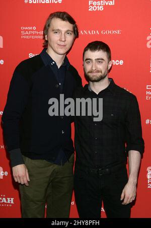 Paul Dano, Daniel Radcliffe during the Swiss Army Man Premiere at the Sundance Film Festival 2016, The Eccles Theatre in Park City Utah, USA. Stock Photo