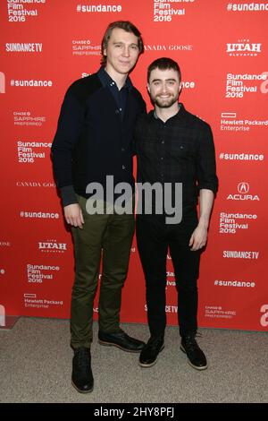 Paul Dano, Daniel Radcliffe during the Swiss Army Man Premiere at the Sundance Film Festival 2016, The Eccles Theatre in Park City Utah, USA. Stock Photo