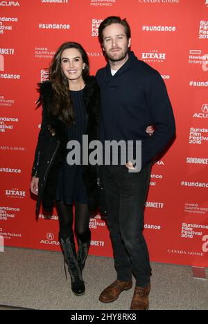 Elizabeth Chambers and Armie Hammer attending 'The Birth of a Nation' Premiere at the 2016 Sundance Film Festival Stock Photo