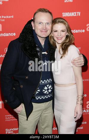 Pat Healy, Ashley Bell attending the Carnage Park Premiere at the Sundance Film Festival 2016, The Library Theatre in Park City, Utah. Stock Photo