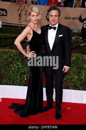 Mark Ruffalo and Sunrise Coigney arriving at the 22nd Annual Screen Actors Guild Awards held at the Shrine Auditorium in Los Angeles, California. Stock Photo