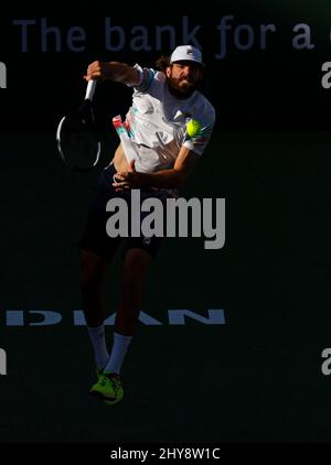 March 14, 2022 Reilly Opelka Returns A Shot Against Denis Shapovalov Of ...