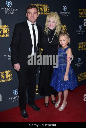 Ricky Schroder, Dolly Parton and Alivia Lyn Lind attending the 24th Annual MovieGuide Awards held at the Universal Hilton Hotel in Universal City, California. Stock Photo