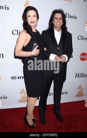 Sheryl Goddard and Alice Cooper attends the 2016 Pre-GRAMMY Gala and Salute to Industry Icons honoring Irving Azoff at The Beverly Hilton Hotel in Beverly Hills, Los Angeles, CA, USA on February 14, 2016. Stock Photo