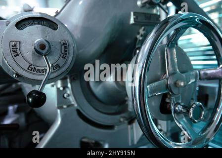 Close-up shot of industrial machines operate system Stock Photo