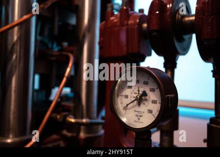 Close-up shot of industrial machines operate system Stock Photo
