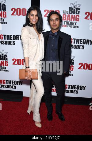 Kunal Nayyar & Neha Kapur attending 'The Big Bang Theory' Celebrates 200th Episode held at the Vibiana. Stock Photo