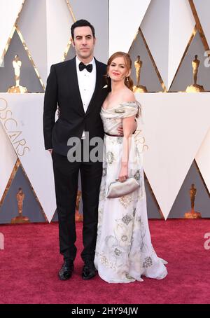 Sacha Baron Cohen and Isla Fisher attending the 88th Annual Academy Awards held at the Dolby Theatre Stock Photo