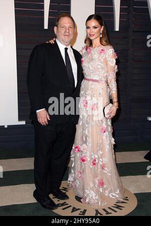 Harvey Weinstein and Georgina Chapman attending the 2016 Vanity Fair Oscar Party Hosted By Graydon Carter held at the Wallis Annenberg Center for the Performing Arts Stock Photo