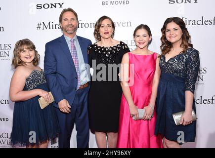 Christy Beam, Kevin Beam, Anna Beam, Abby Beam & Adeline Beam attending the 'Miracles From Heaven' Los Angeles Premiere held at the ArcLight Cinemas Hollywood, March 9, 2016 Hollywood, Ca. Stock Photo