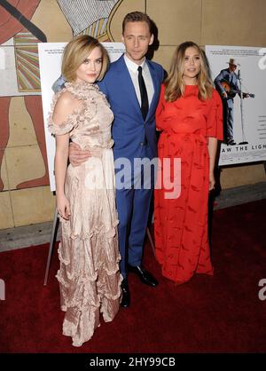 Maddie Hasson, Tom Hiddleston, Elizabeth Olsen arriving for the ''I Saw The Light'' Premiere held at The Egyptian Theatre, Hollywood, Los Angeles. Stock Photo