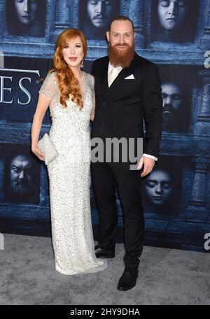 Kristofer Hivju and Gry Molv¦r attending HBO's 'Game of Thrones' season 6 premiere held at TCL Chinese Theatre in Los Angeles, USA. Stock Photo