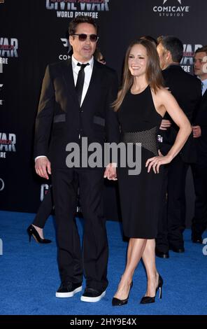 Robert Downey Jr and Susan Downey attending 'Captain America Civil War' World Premiere held at the Dolby Theatre in Los Angeles, USA. Stock Photo