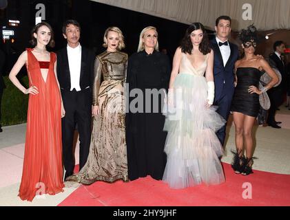 Lily Collins, Pierpaolo Piccioli, Rachel McAdams, Maria Grazia C attending the MET Gala 2016 costume Institute Benefit at The Met Celebrates opening of 'Manus x Machina: Fashion in an Age of Technology' Exhibition held at the Metropolitan Museum of Art in New York, USA. Stock Photo
