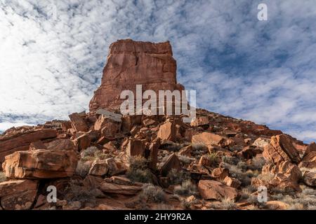 UT00914-00.....UTAH - Sandstone butte in the Valley Of The Gods, Bears Ears National Monument. Stock Photo