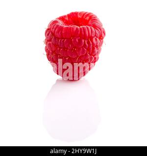One ripe raspberry isolated on white backdrop Stock Photo