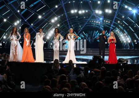 Top 5, Miss Hawaii USA, Chelsea Hardin, Miss California USA, Nad during The 2016 MISS USA Pageant T-Mobile Arena Stock Photo