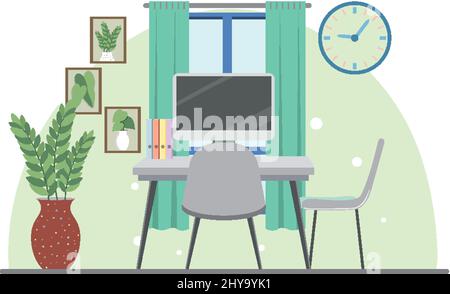 Workroom interior concept in flat design illustration Stock Vector ...