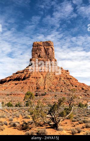 UT00921-00.....UTAH - Sandstone butte in the Valley Of The Gods, Bears Ears National Monument. Stock Photo