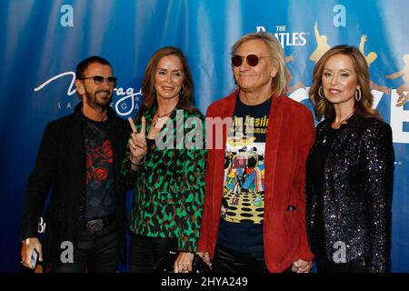 Ringo Starr, Barbara Bach, Joe Walsh, Marjorie Bach attending The Beatles LOVE 10th Anniversary Celebration in Las Vegas Stock Photo