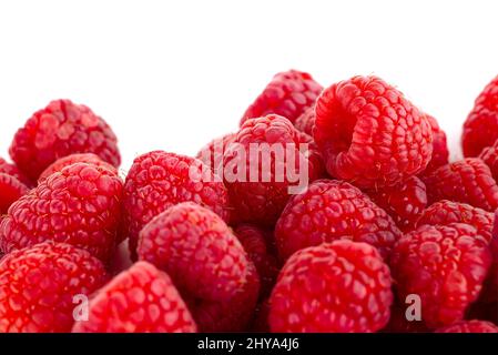 Fresh red ripe raspberries close-up. Raspberries background. Stock Photo