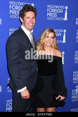 Joanne Froggatt and James Cannon attending the Hollywood Foreign Press Association's Grants Banquet, held at The Beverly Wilshire in Los Angeles, California. Stock Photo