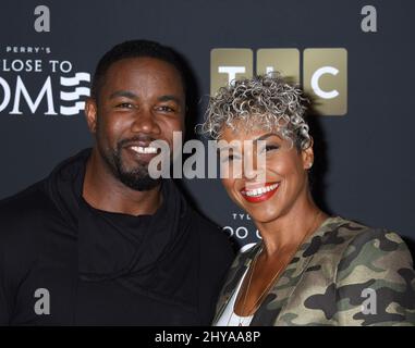 Michael Jai White and Gillian Waters attends Tyler Perry's 'Too Close to Home' TLC's first original scripted series screening held at The Paley Center Stock Photo