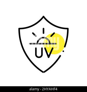 UV protection icon. Sunscreen SPF lotion to prevent ageing and skin cancer. Pixel perfect, editable stroke Stock Vector
