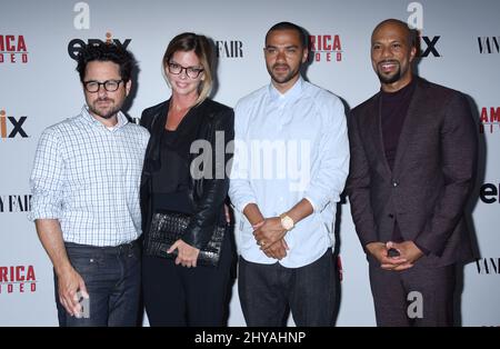 JJ Abrams, Katie McGrath, Jesse Williams and Common attends the 'America Divided' Los Angeles Premiere held at the Hammer Museum Billy Wilder Theater Stock Photo