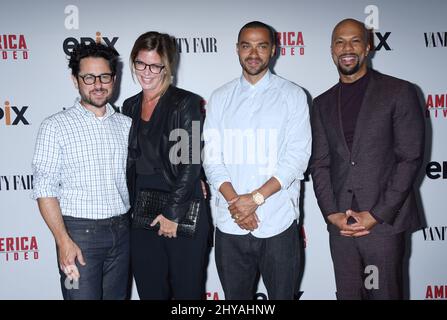 JJ Abrams, Katie McGrath, Jesse Williams and Common attends the 'America Divided' Los Angeles Premiere held at the Hammer Museum Billy Wilder Theater Stock Photo