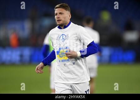 Roma, Italy. 14th Mar, 2022. Ciro Immobile of SS Lazio celebrates