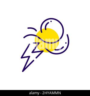 Wind electricity generation. Sustainable eco friendly energy source. Pixel perfect, editable stroke colorful icon. Stock Vector