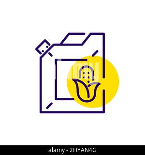 Bio energy. Gasoline tank with a corn. Pixel perfect, editable stroke icon Stock Vector
