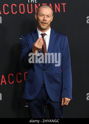 Massi Furlan attending the world premiere of The Accountant at the Chinese Theatre in Los Angeles, California. Stock Photo