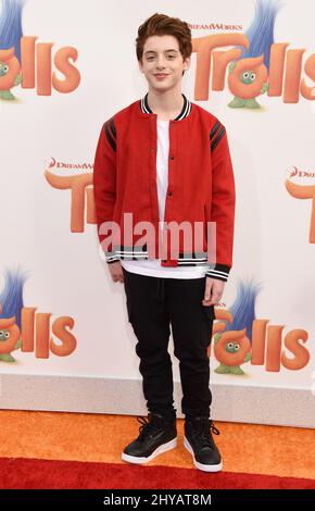 Thomas Barbusca attending the Los Angeles premiere of Trolls Stock Photo