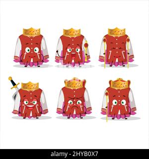 Queen and her magic clothes cartoon of red baseball jacket wearing tiara. Vector illustration Stock Vector