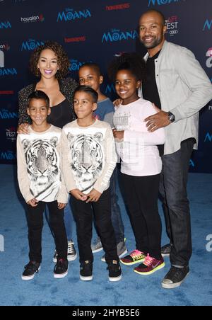 Derek Fisher and Gloria Govan attending the Premiere of 'Moana' in Los Angeles Stock Photo