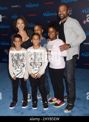 Derek Fisher and Gloria Govan attending the Premiere of 'Moana' in Los Angeles Stock Photo