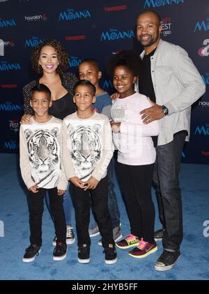 Derek Fisher and Gloria Govan attending the Premiere of 'Moana' in Los Angeles Stock Photo