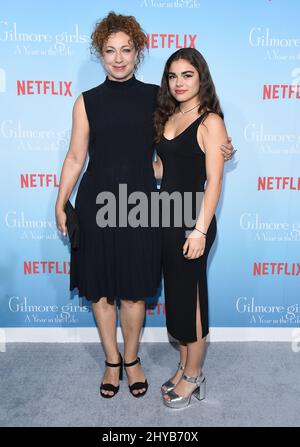 Alex Kingston and Salome Haertel attends the 'Gilmore Girls: A Year In The Life' premiere by Netflix's held at the Regency Village Theatre Stock Photo