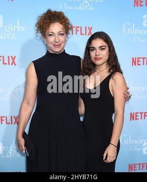 Alex Kingston and Salome Violetta Haertel attends the 'Gilmore Girls: A Year In The Life' premiere by Netflix's held at the Regency Village Theatre Stock Photo