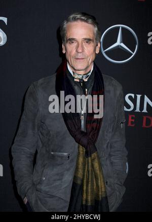 Jeremy Irons 'Assassin's Creed' New York Premiere Held at the AMC Empire 25 on December 13, 2016 @Steven Bergman/AFF-USA.com Stock Photo