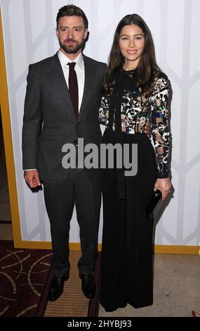 Justin Timberlake, Jessica Biel attending 'The Book Of Love' Los Angeles Premiere held at The Grove Theater Stock Photo