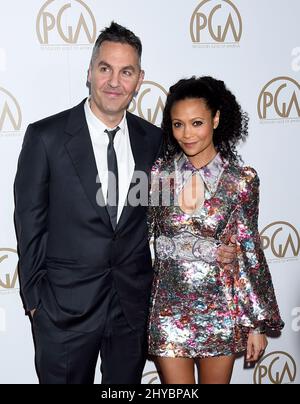 Thandie Newton and Ol Parker attending the 28th Annual Producers Guild Awards held at the Beverly Hilton Hotel Stock Photo