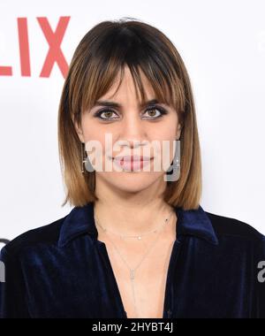 Natalie Morales arriving to the Netflix's Premiere of 'Santa Clarita Diet' held at the Cinerama Dome at The ArcLight in Los Angeles, USA Stock Photo