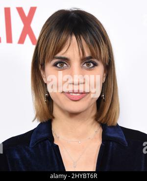 Natalie Morales arriving to the Netflix's Premiere of 'Santa Clarita Diet' held at the Cinerama Dome at The ArcLight in Los Angeles, USA Stock Photo