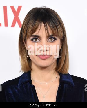 Natalie Morales arriving to the Netflix's Premiere of 'Santa Clarita Diet' held at the Cinerama Dome at The ArcLight in Los Angeles, USA Stock Photo