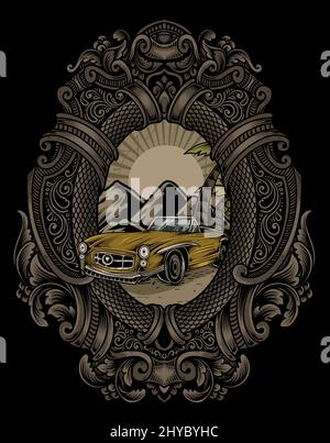 illustration vintage car retro style Stock Vector